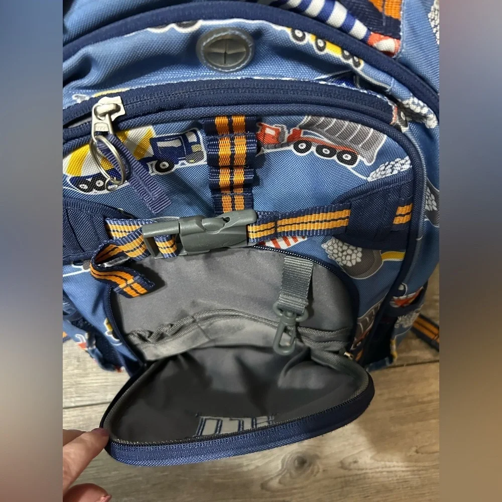 Pottery Barn Kids Mackenzie Mini Backpack in the construction  vehicles